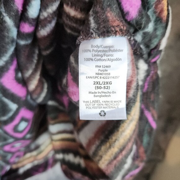 No Boundaries Mens 2XL Purple Aztec Polar Fleece Quarter Zip Pullover Sweatshirt - Picture 7 of 9